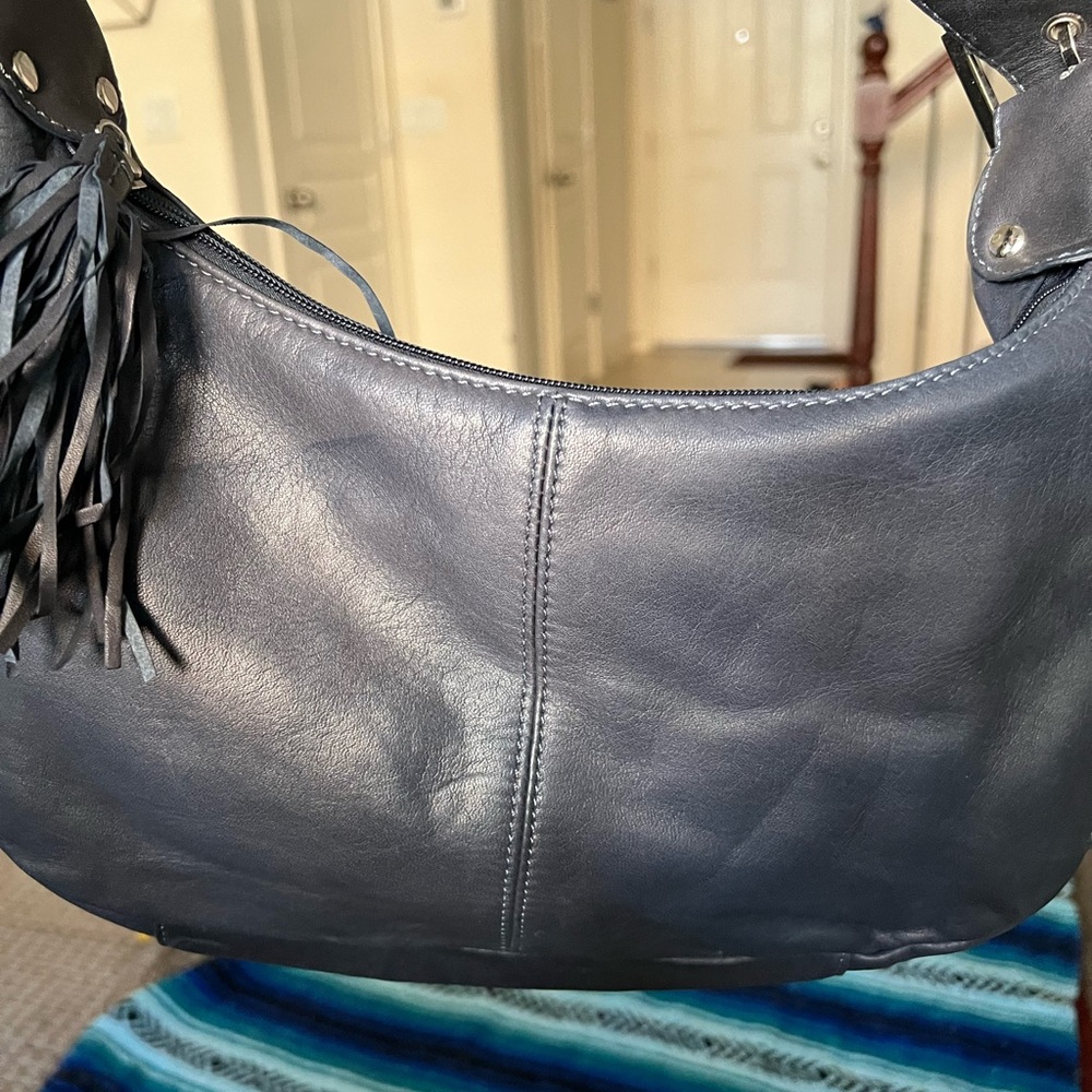Tinanello‎ navy blue genuine leather purse - Picture 2 of 3